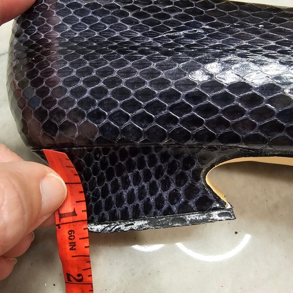 Vtg Joyce Black Snake Embossed Leather Pointed Toe Heels Pumps Womens Size 7M - Picture 7 of 7